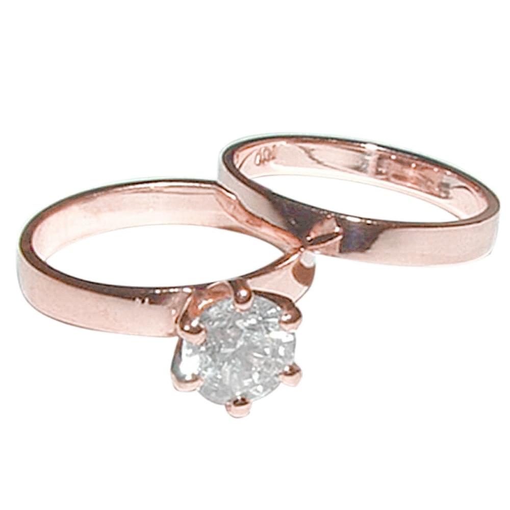 1 Carat Genuine Diamond Engagement Ring Set Solitaire Wedding Band