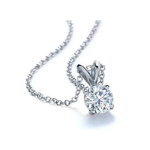 1 Carat Genuine Round Cut Diamond Ladies Necklace Pendant White Gold 14K