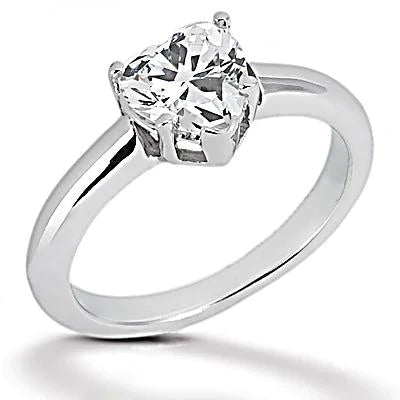1 Carat Heart Cut Real Diamond Engagement Band Set Solitaire Ring