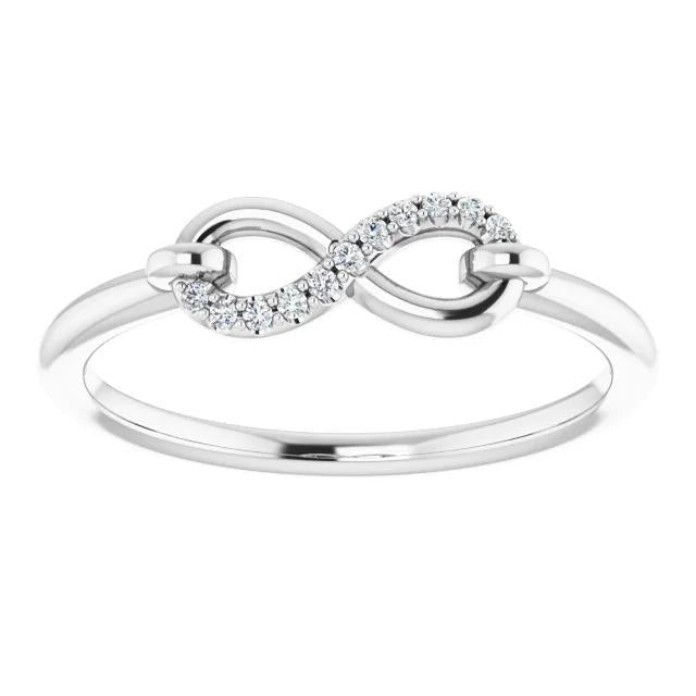 1 Carat Infinity Real Diamond Promise Ring White Gold 14K