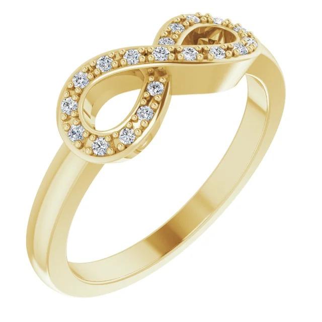 1 Carat Infinity Real Diamond Promise Ring Yellow Gold 14K Vs1 F