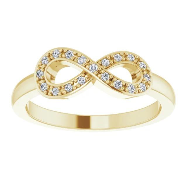 1 Carat Infinity Real Diamond Promise Ring Yellow Gold 14K Vs1 F