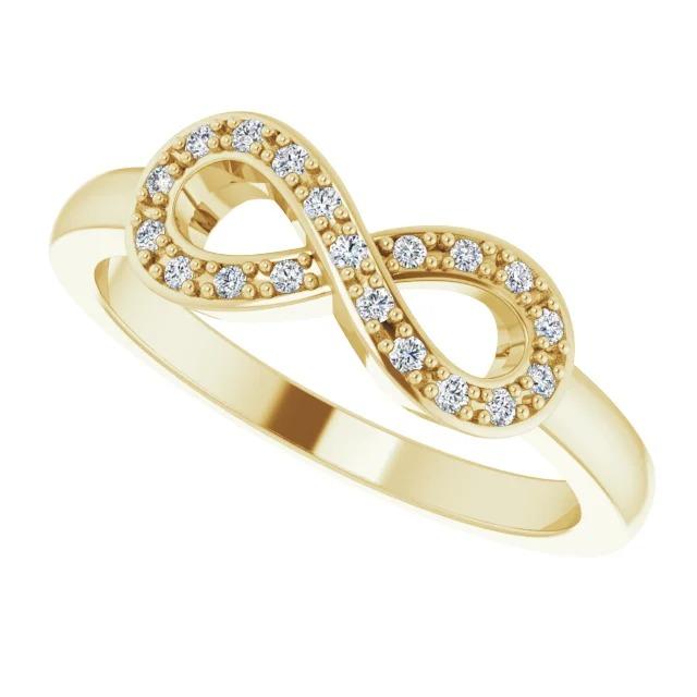 1 Carat Infinity Real Diamond Promise Ring Yellow Gold 14K Vs1 F