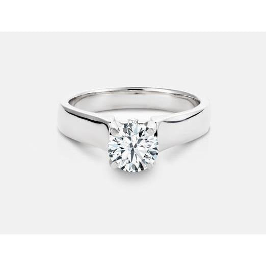 1 Carat Ladies Real Round Diamond Solitaire Ring 14K White Gold