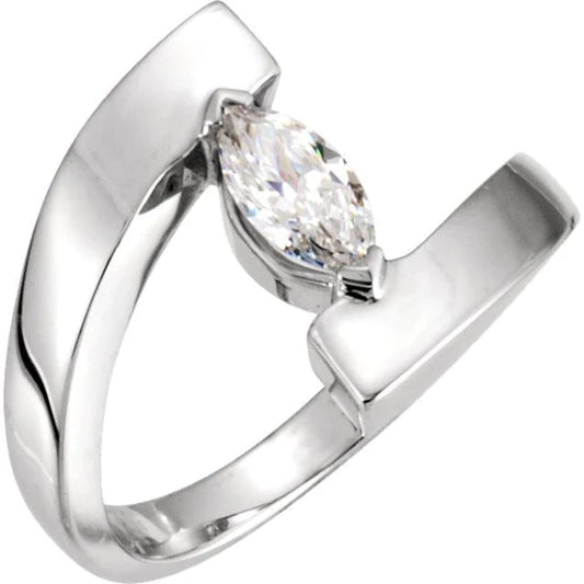 1 Carat Marquise Genuine Diamond Engagement Ring White Gold 14K