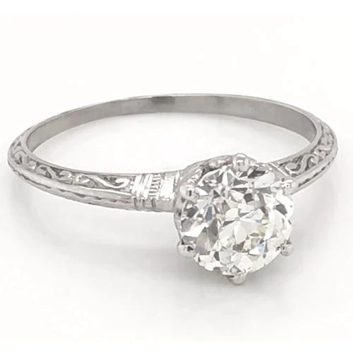 1 Carat Natural Diamond Solitaire Filigree Ring Women Jewelry