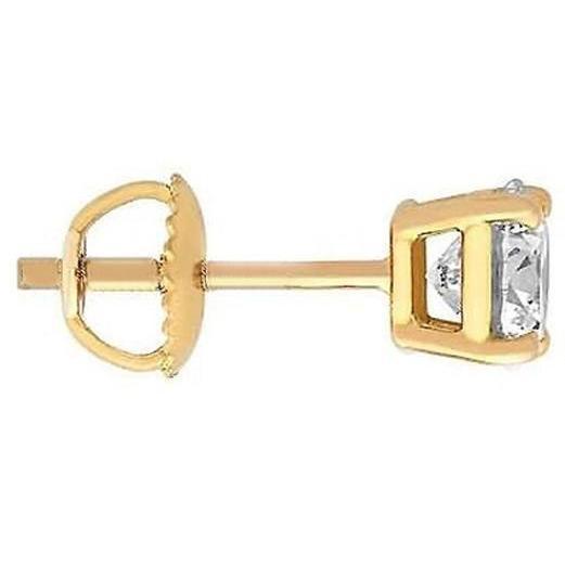 1 Carat Natural Diamond Stud Single Earring Men's Jewelry Yellow Gold 14K