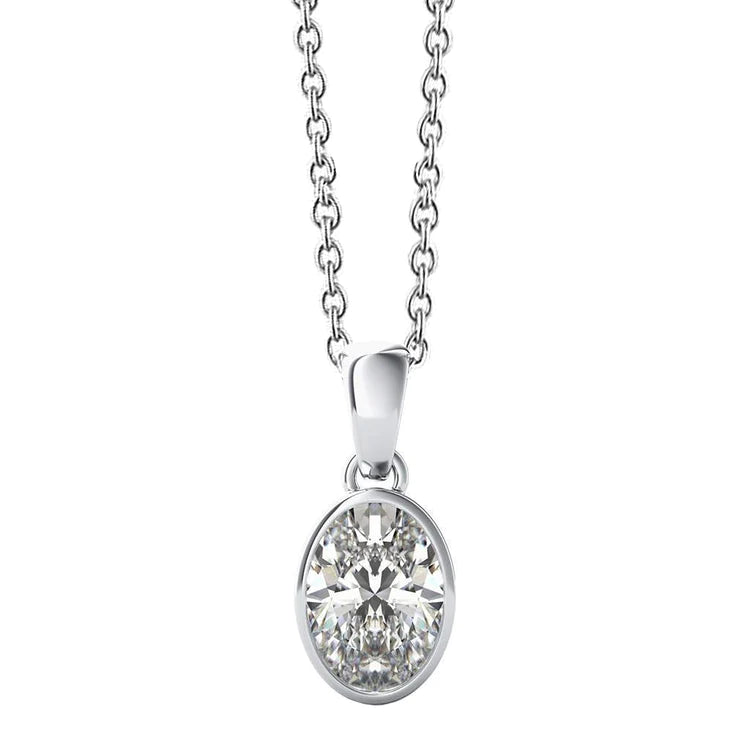 1 Carat Oval Cut Solitaire Real Diamond Pendant Ladies Jewelry