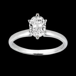 1 Carat Oval Real Natural Earth Mined Diamond Solitaire Ring