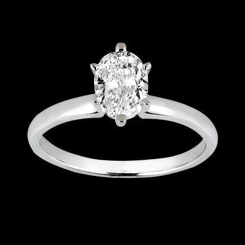 1 Carat Oval Real Diamond Solitaire Ring - Solitaire Ring-harrychadent.ca