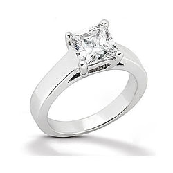 1 Carat Princess Cut Genuine Diamond Engagement Ring White Gold 14K