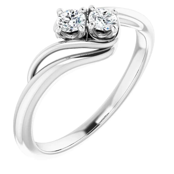 1 Carat Real Diamond Engagement Ring Bypass Shank Setting White Gold 14K