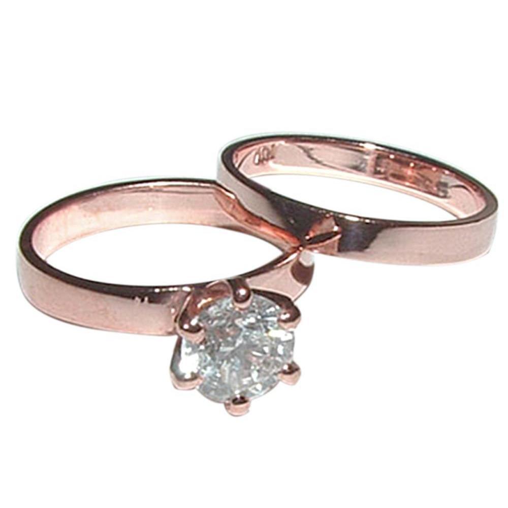 1 Carat Real Diamond Solitaire Engagement Ring Band Rose Gold 14K