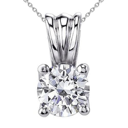 1 Carat Real Diamond Solitaire Pendant Necklace White Gold 14K