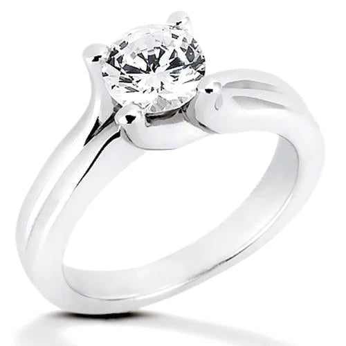 1 Carat Real Diamond Solitaire Ring Prong Style White Gold 14K