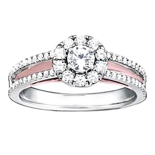 1 Carat Real Diamond Split Shank Engagement Ring White Gold 14K