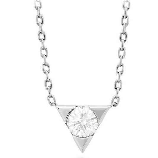 1 Carat Round Cut Genuine Diamond Triangle Shape Pendant Necklace