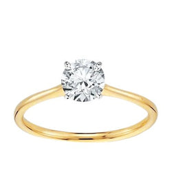 1 Carat Round Cut Natural Solitaire Diamond Promise Ring Two Tone Gold 14K