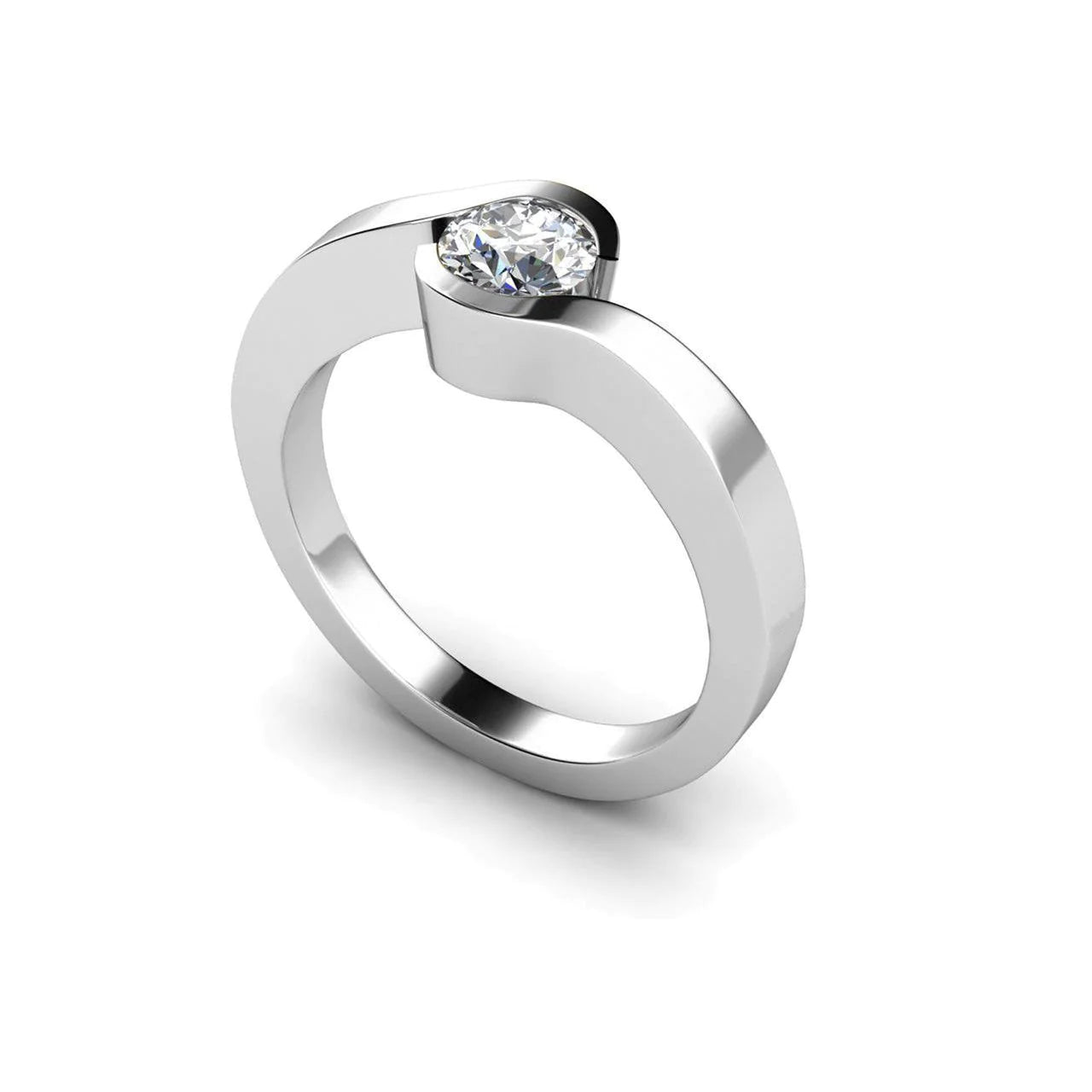 1 Carat Round Cut Real Diamond Engagement Ring 14K Gold White
