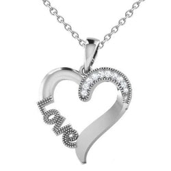 1 Carat Round Cut Real Diamond Love Pendant Necklace 14K White Gold