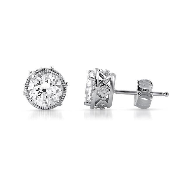 1 Carat Round Cut Real Diamond Stud Earring Jewelry - Stud Earrings-harrychadent.ca
