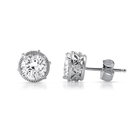 1 Carat Round Cut Real Diamond Stud Earring Jewelry - Stud Earrings-harrychadent.ca