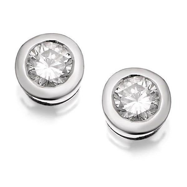 1 Carat Round Cut Real Diamond Stud Earring White Gold 14K - Stud Earrings-harrychadent.ca