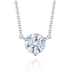 1 Carat Round Cut Solitaire Genuine Diamond Necklace Pendant White Gold 14K