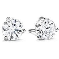 1 Carat Round Cut Solitaire Real Natural Earth Mined Diamond Stud Earring 14K White Gold New