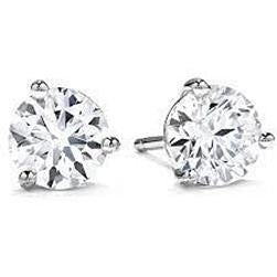 1 Carat Round Cut Solitaire Real Diamond Stud Earring 14K White Gold New