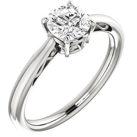 1 Carat Round Filigree Style Real Diamond Solitaire Engagement Ring