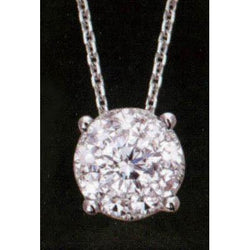 1 Carat Round Genuine Natural Earth Mined Diamond Pendant Necklace With Chain