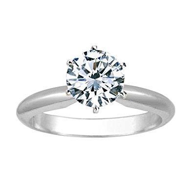 1 Carat Round Genuine Diamond Solitaire Engagement Ring 14K White Gold