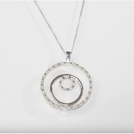 1 Carat Round Natural Diamonds Circle Pendant 14K White Gold