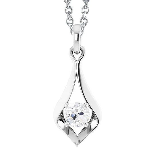 1 Carat Round Old Miner Natural Diamond Pendant With Chain Slide Jewelry