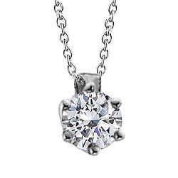 1 Carat Round Real Diamond Necklace Pendant White Gold 14K - Pendant-harrychadent.ca