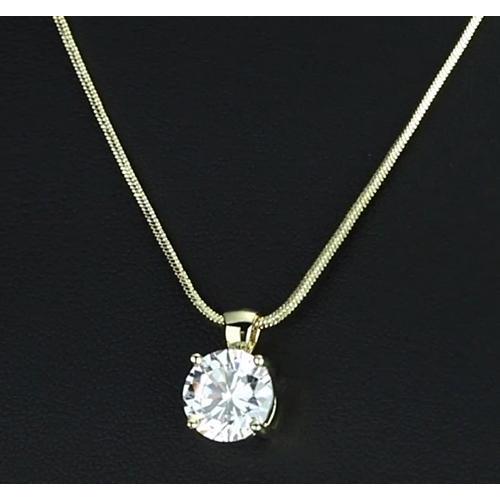 1 Carat Round Real Diamond Pendant Setting Yellow Gold Jewelry