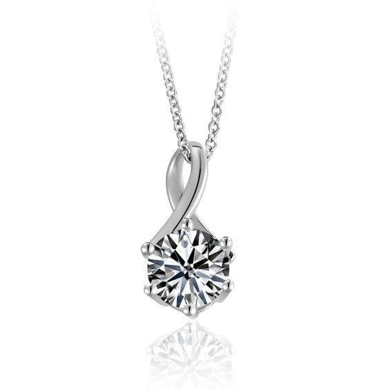 1 Carat Round Real Diamond Pendant White Gold Jewelry - Pendant-harrychadent.ca
