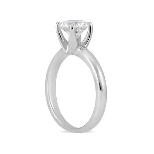 1 Carat Round Real Diamond Solitaire Engagement Ring 14K White Gold 