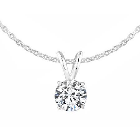 1 Carat Round Solitaire Genuine Diamond Necklace Pendant White Gold 14K