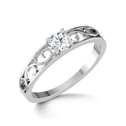 1 Carat Round Solitaire Natural Diamond Engagement Ring 14K White Gold