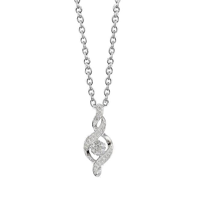 1 Carat Round White Real Diamond G-clef Necklace Pendant White Gold 14K - Pendant-harrychadent.ca