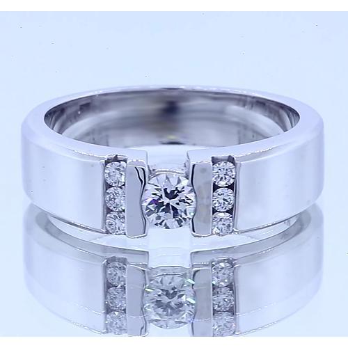 1 Carat Simple Ring Round Real Diamond White Gold 14K Vs1 F