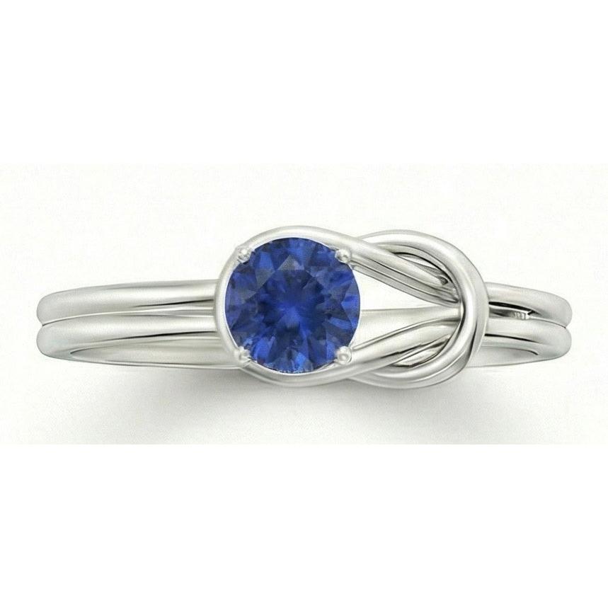1 Carat Solitaire Blue Sapphire White Gold 14K Fancy Ring Jewelry New