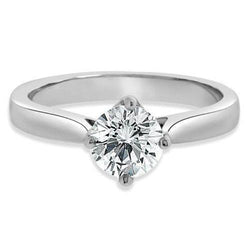 1 Carat Solitaire Cathedral Setting Round Natural Earth Mined Diamond Wedding Ring