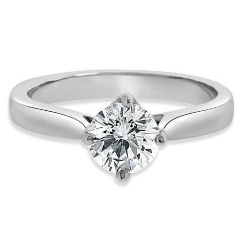 1 Carat Solitaire Cathedral Setting Round Natural Diamond Wedding Ring