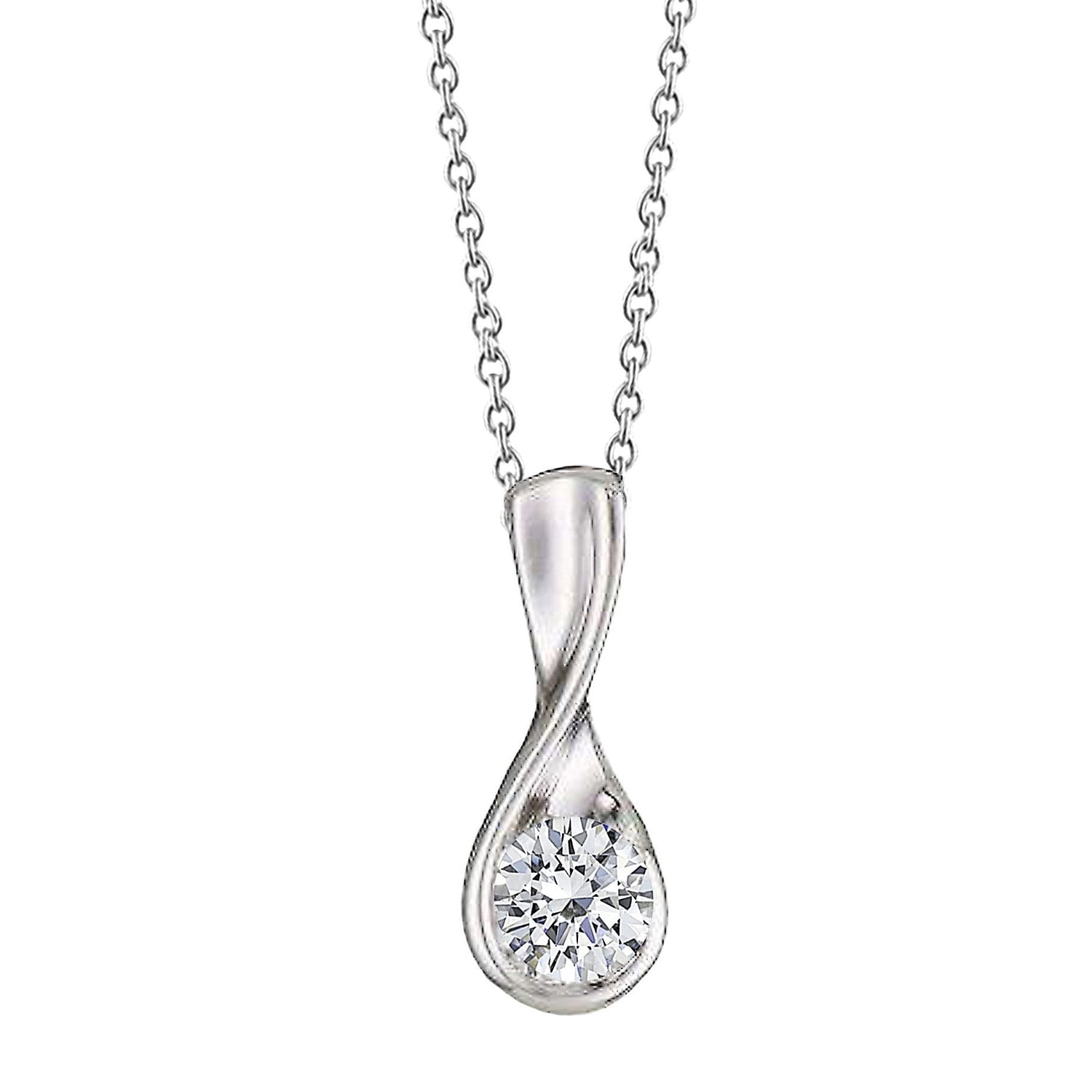 1 Carat Solitaire F VS1 Gorgeous Round Real Diamond Pendant Necklace WG 14K