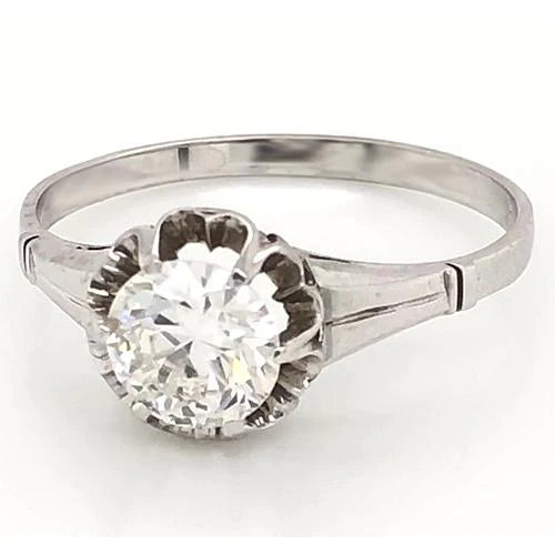 1 Carat Solitaire Genuine Diamond Ring Women White Gold Jewelry 14K New