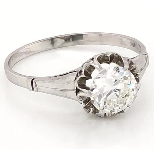 1 Carat Solitaire Genuine Diamond Ring Women White Gold Jewelry 14K New