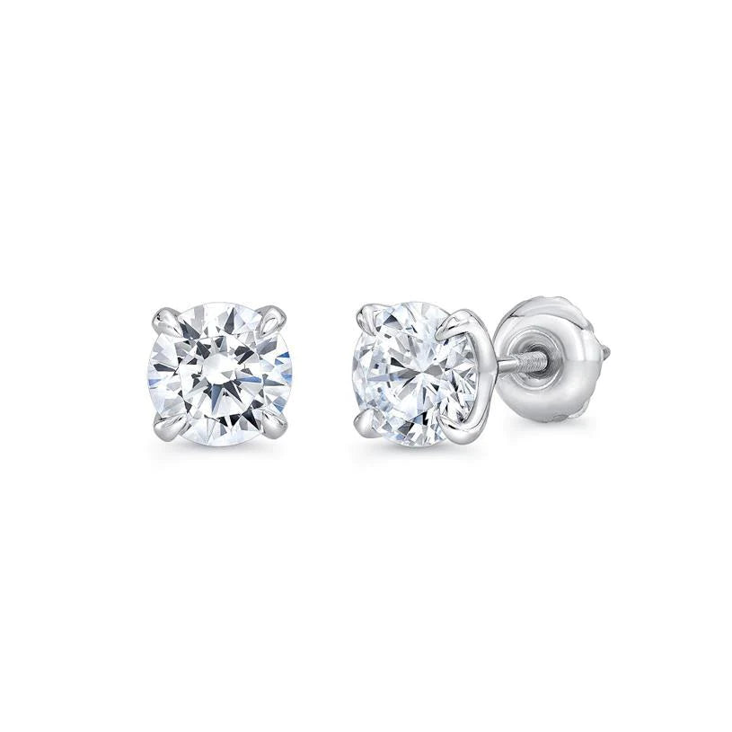 1 Carat Solitaire Natural Diamond Stud Earring 14K White Gold